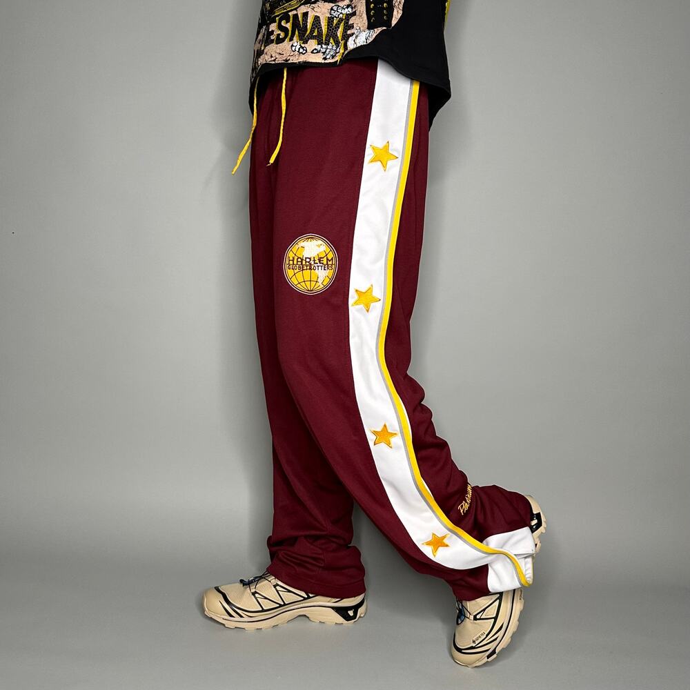 Vintage Y2K Fubu Platinum Breakaway Sweatpants Mens L Maroon Red Globe Trotters